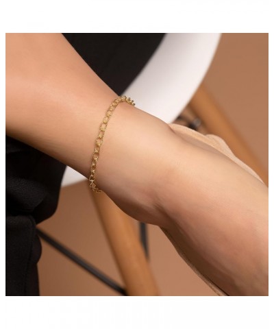 925 Sterling Silver 4.5mm Filo Chain Link Anklet - Available in Silver or Yellow Yellow 9.0 Inches $10.35 Anklets