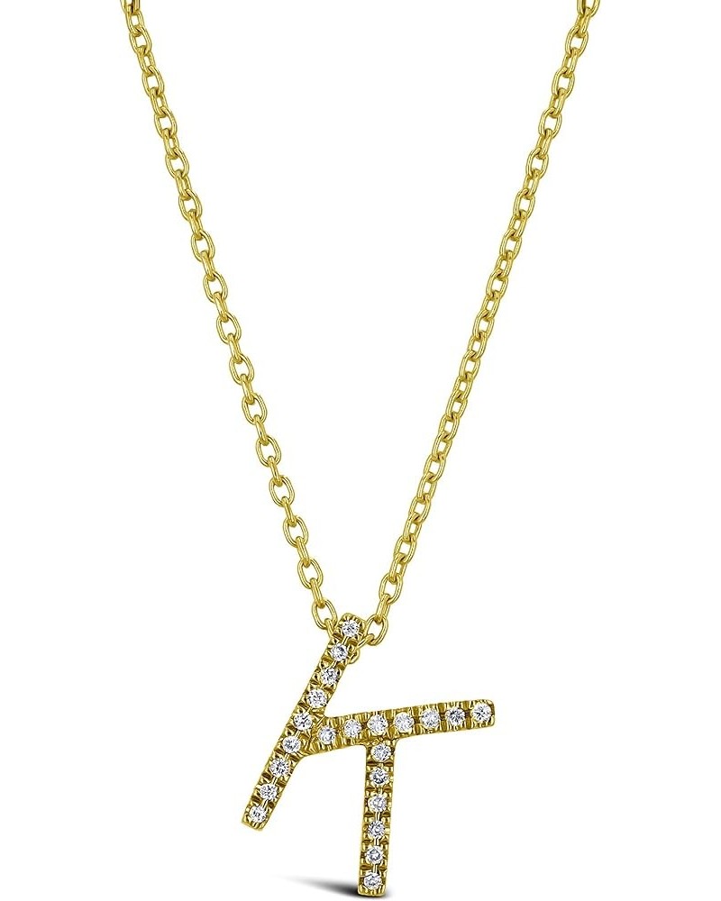 14K Solid Rose Gold Natural Diamond 'A' Initial Letter Pendant Necklace Yellow Gold K $111.76 Necklaces