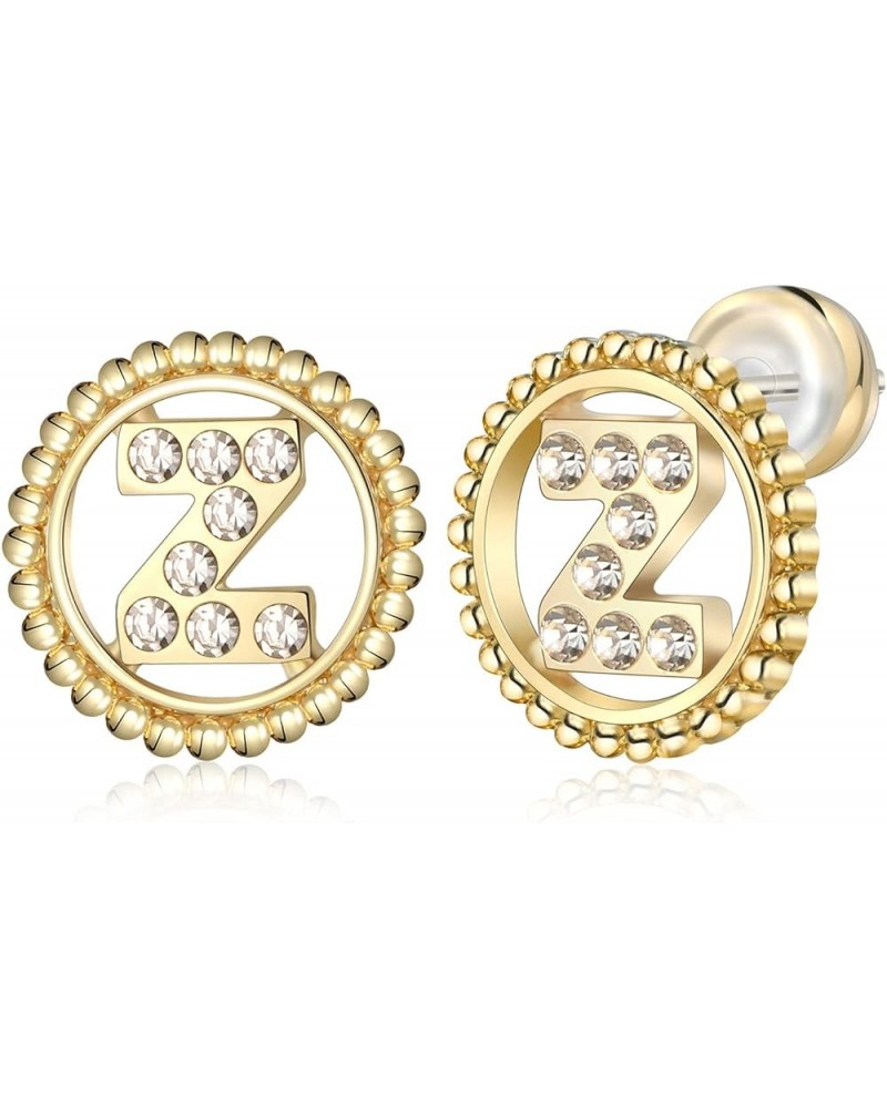 Gold Initial Stud Earrings for Women - 18K Gold Plated Hollow Out Pave Simulated Diamond A-Z Alphabet Letter Stud Earrings Hy...