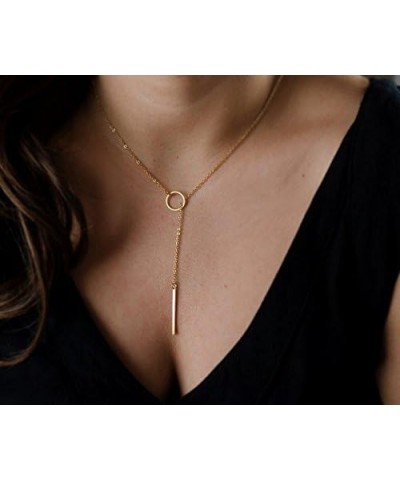 Gold Lariat Necklace for Women Trendy Rose Gold Bar Necklae Y Pendant Necklace Dainty Gold Jewelry Gifts for Girls D1:gold y ...