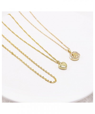 Layered Initial Necklaces for Women,Dainty Gold Necklace 16K Real Gold Plated Simple Heart Pendant CZ Diamond Initial Choker ...