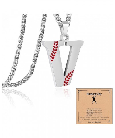 Baseball Initial Letter Necklace for Teen Boy, Stainless Steel Pendant Accessories Sport Charm Necklaces Personalized A-Z Let...