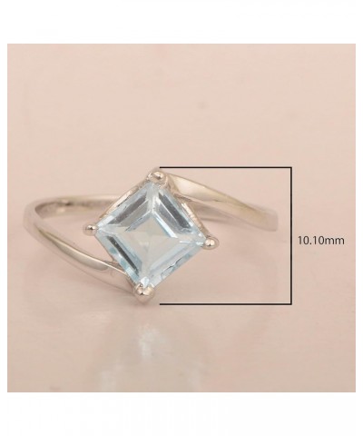 Princess Cut Square 5mm Multi Choice Birthstone 925 Sterling Silver Women Wedding Ring Solitaire Statement Rings Aquamarine $...