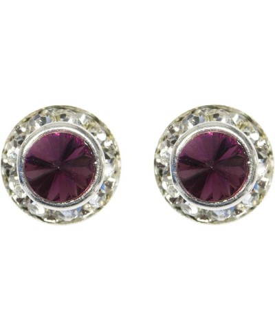 12535 11mm Rondel with Rivoli Button Earrings Amethyst Post $11.19 Earrings