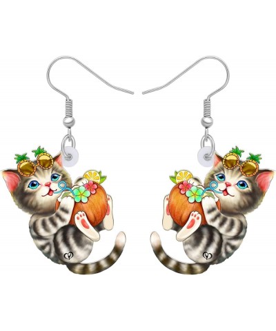 Acrylic Drop Dangle Sitting Cat Earrings Fashion Novelty Jewelry For Girl Women Charms Hawaii A $6.11 Earrings