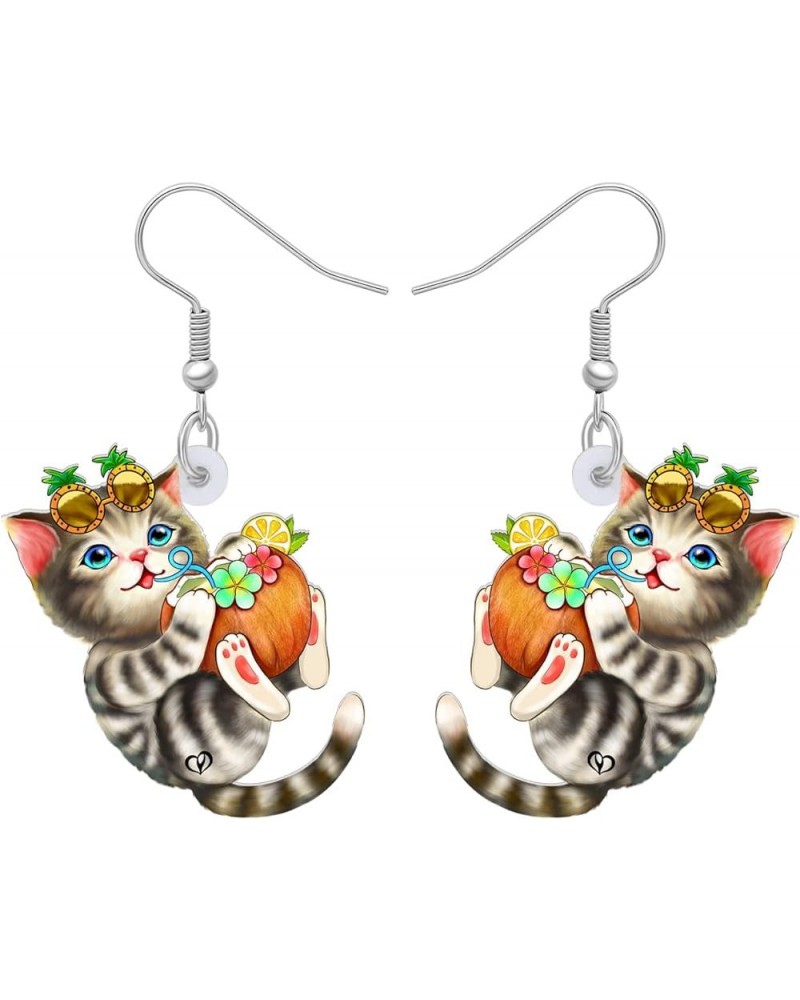 Acrylic Drop Dangle Sitting Cat Earrings Fashion Novelty Jewelry For Girl Women Charms Hawaii A $6.11 Earrings