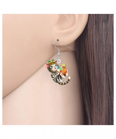 Acrylic Drop Dangle Sitting Cat Earrings Fashion Novelty Jewelry For Girl Women Charms Hawaii A $6.11 Earrings