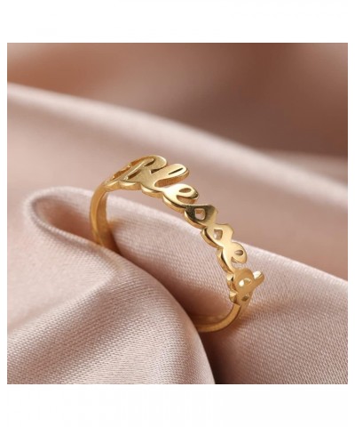 Faith Strength Engraving Blessed Ring Thin Finger Ring Inspirational Pray Religious Ring for Women Gold tone 6 $9.27 Rings