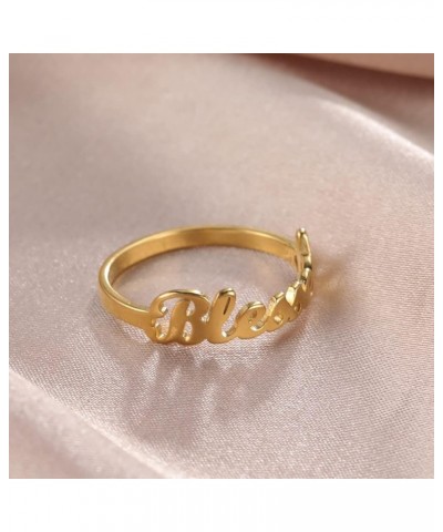 Faith Strength Engraving Blessed Ring Thin Finger Ring Inspirational Pray Religious Ring for Women Gold tone 6 $9.27 Rings