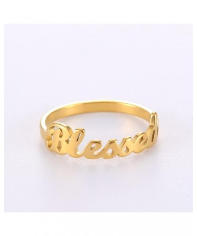 Faith Strength Engraving Blessed Ring Thin Finger Ring Inspirational Pray Religious Ring for Women Gold tone 6 $9.27 Rings