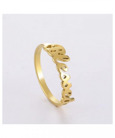 Faith Strength Engraving Blessed Ring Thin Finger Ring Inspirational Pray Religious Ring for Women Gold tone 6 $9.27 Rings