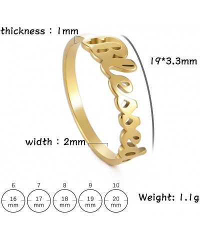 Faith Strength Engraving Blessed Ring Thin Finger Ring Inspirational Pray Religious Ring for Women Gold tone 6 $9.27 Rings