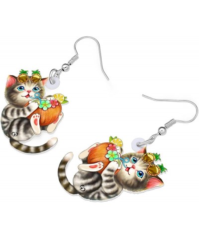 Acrylic Drop Dangle Sitting Cat Earrings Fashion Novelty Jewelry For Girl Women Charms Hawaii A $6.11 Earrings