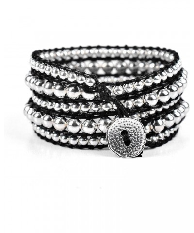 Silver Zinc + Black Logan Boho Wrap Bracelet $15.77 Bracelets