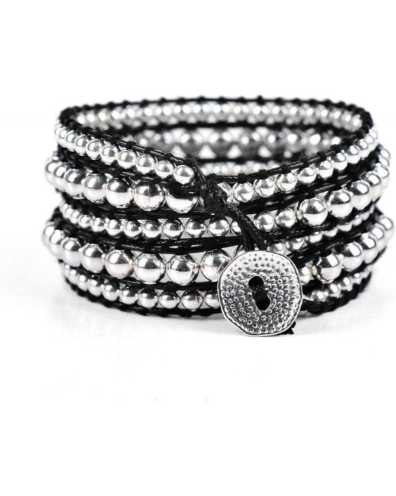 Silver Zinc + Black Logan Boho Wrap Bracelet $15.77 Bracelets