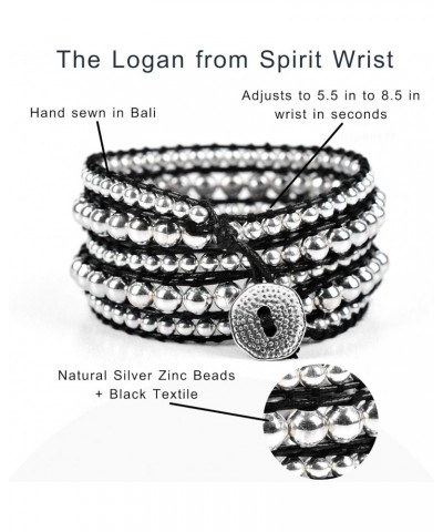 Silver Zinc + Black Logan Boho Wrap Bracelet $15.77 Bracelets