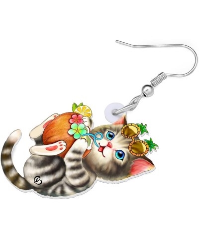 Acrylic Drop Dangle Sitting Cat Earrings Fashion Novelty Jewelry For Girl Women Charms Hawaii A $6.11 Earrings