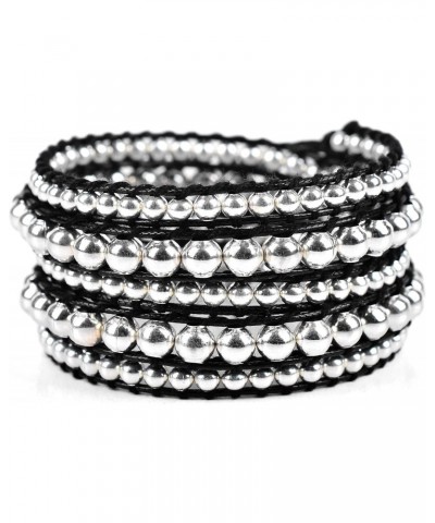 Silver Zinc + Black Logan Boho Wrap Bracelet $15.77 Bracelets