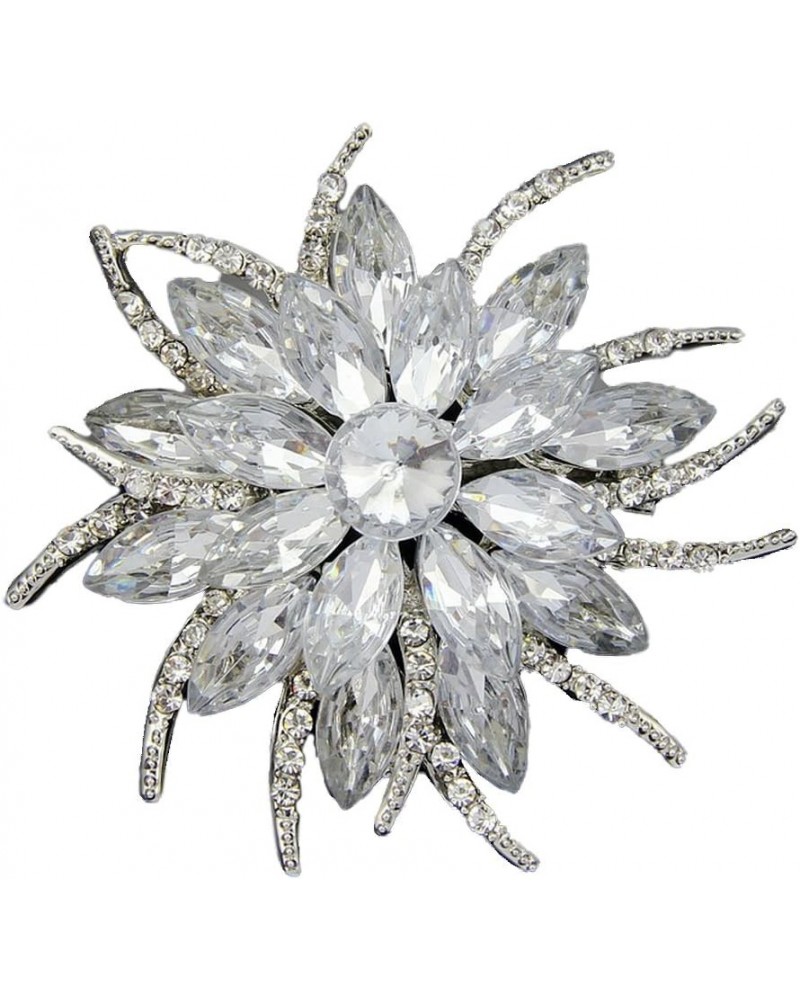 Fashion Flower Shape Rhinestones Alloy Brooch Pin Corsage for Women Girls Accessories White $8.95 Brooches & Pins