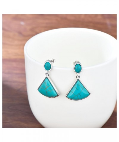 Genuine Turquoise Dangle Earrings, Sterling Silver Boho Vintage Earrings Western Jewelry Birthdays Gift for Women Style 2 $52...