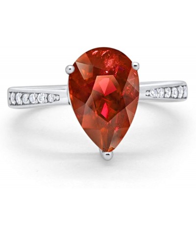 Teardrop Pear Bridal Ring Round Cubic Zirconia 925 Sterling Silver Choose Color Simulated Garnet CZ $12.00 Bracelets