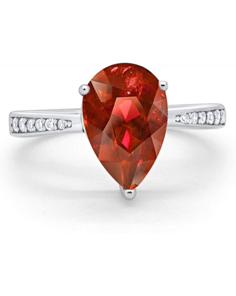 Teardrop Pear Bridal Ring Round Cubic Zirconia 925 Sterling Silver Choose Color Simulated Garnet CZ $12.00 Bracelets