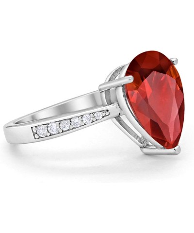 Teardrop Pear Bridal Ring Round Cubic Zirconia 925 Sterling Silver Choose Color Simulated Garnet CZ $12.00 Bracelets