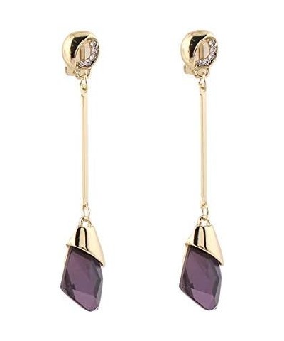 Women's Austria Crystal Art Deco Tear Drop Earrings Fashion Bijouterie Purple ear needle $9.16 Earrings