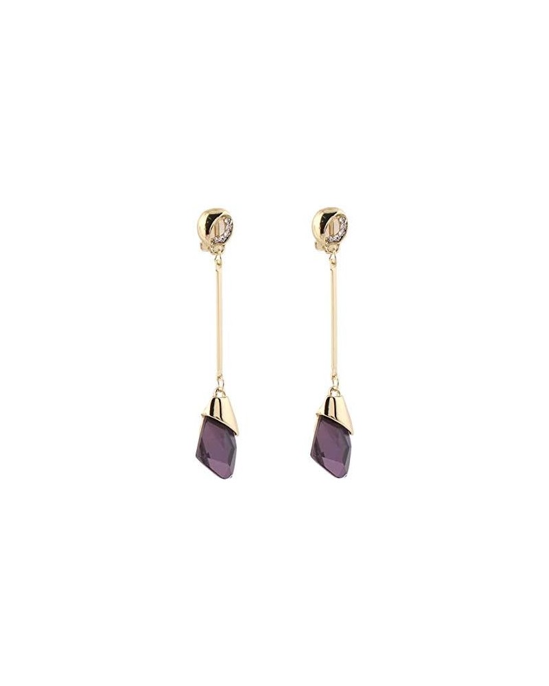 Women's Austria Crystal Art Deco Tear Drop Earrings Fashion Bijouterie Purple ear needle $9.16 Earrings