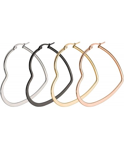 Titanium Steel Hoop Earring Set for Women, Girls, Multiple Styles, Color and Sizes Flat Heart-30mm $12.31 Earrings