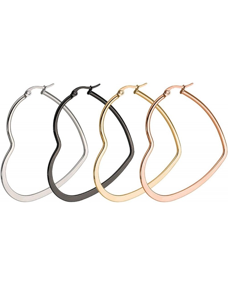 Titanium Steel Hoop Earring Set for Women, Girls, Multiple Styles, Color and Sizes Flat Heart-30mm $12.31 Earrings