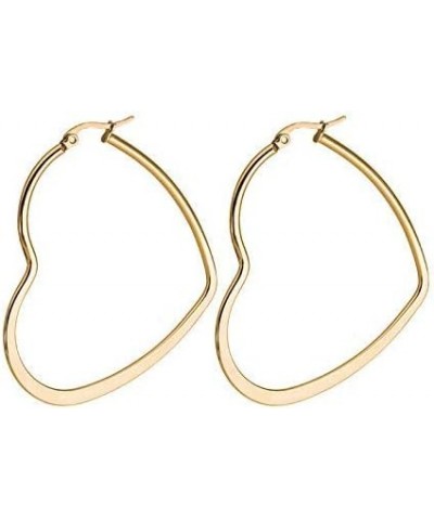 Titanium Steel Hoop Earring Set for Women, Girls, Multiple Styles, Color and Sizes Flat Heart-30mm $12.31 Earrings