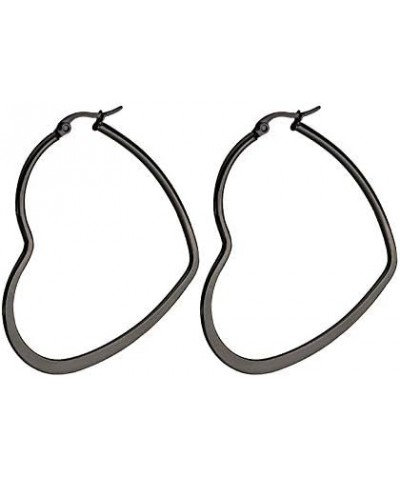 Titanium Steel Hoop Earring Set for Women, Girls, Multiple Styles, Color and Sizes Flat Heart-30mm $12.31 Earrings