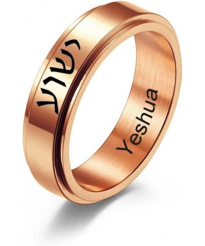 SHNIAN 6mm Classic Minimalist Statement Ring Stepwise Rotatable Band Stainless Steel Free Custom Engrave English - Hebrew Rin...