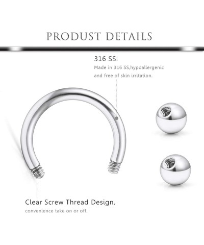 24PCS 14G 16G 20G Surgical Steel Horseshoe Captive Bead Nose Septum Hoop Rings Eyebrow Lip Ear Tragus Cartilage Nipple Pierci...