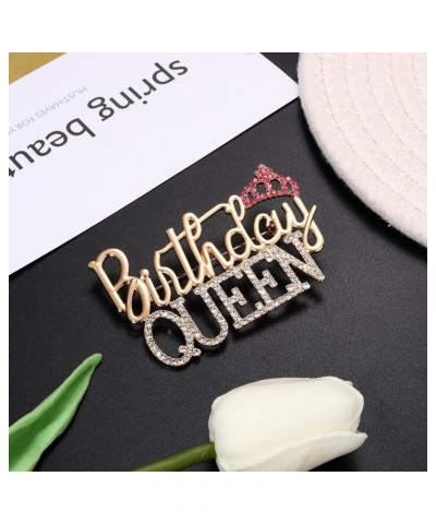 Birthday Brooch Pin for Women Metal Pin Rhinestone Queen Crown Brooch Pins for Women Girls Round Buckle Brooch for Wedding Pa...