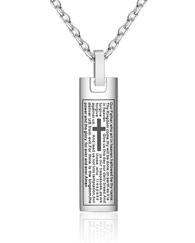 Memorial Cross Pendant Urn Necklaces for Ashes Stainless Steel Keepsake Version Lord's Prayer Pendant Necklace S24-1-Silver $...