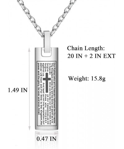 Memorial Cross Pendant Urn Necklaces for Ashes Stainless Steel Keepsake Version Lord's Prayer Pendant Necklace S24-1-Silver $...