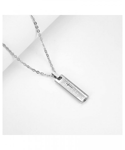 Memorial Cross Pendant Urn Necklaces for Ashes Stainless Steel Keepsake Version Lord's Prayer Pendant Necklace S24-1-Silver $...