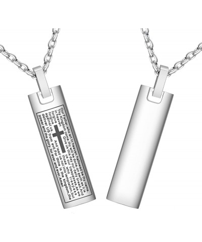 Memorial Cross Pendant Urn Necklaces for Ashes Stainless Steel Keepsake Version Lord's Prayer Pendant Necklace S24-1-Silver $...