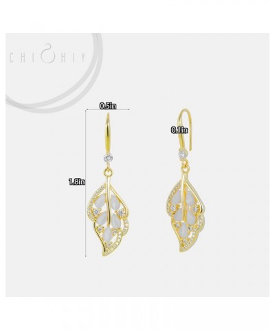 14K Gold Plated Drop Dangle Earrings,Gold Bridal Earrings for Wedding,Heart Earrings for Women Leaf $5.59 Earrings