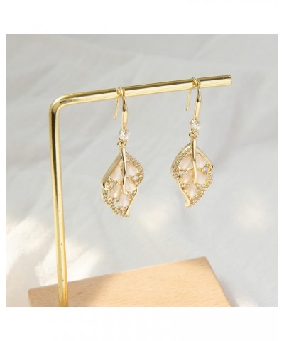 14K Gold Plated Drop Dangle Earrings,Gold Bridal Earrings for Wedding,Heart Earrings for Women Leaf $5.59 Earrings