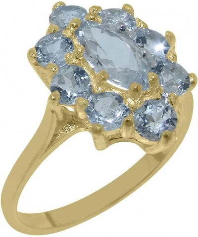 Solid 14k Yellow Gold Natural Aquamarine Womens Cluster Ring - Sizes 4 to 12 Available $186.48 Rings