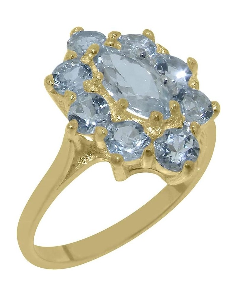 Solid 14k Yellow Gold Natural Aquamarine Womens Cluster Ring - Sizes 4 to 12 Available $186.48 Rings