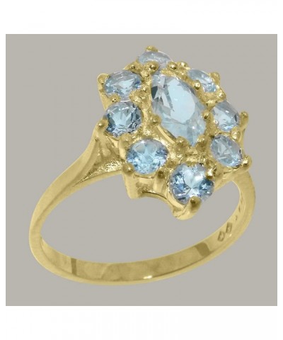 Solid 14k Yellow Gold Natural Aquamarine Womens Cluster Ring - Sizes 4 to 12 Available $186.48 Rings