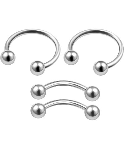 4Pcs Steel Anodized 20g-14g horseshoe earring curved barbell Piercing Jewelry Septum Nose Lip Rook Eyebrow Ball More Choices ...