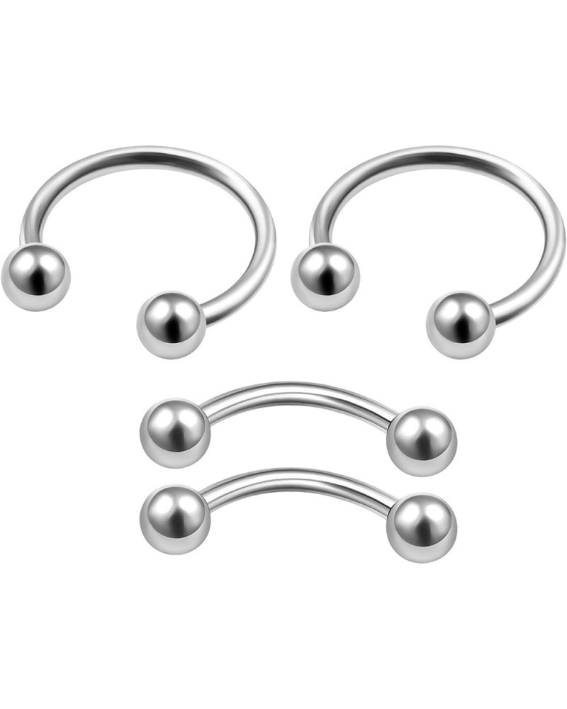 4Pcs Steel Anodized 20g-14g horseshoe earring curved barbell Piercing Jewelry Septum Nose Lip Rook Eyebrow Ball More Choices ...