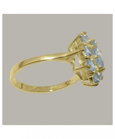 Solid 14k Yellow Gold Natural Aquamarine Womens Cluster Ring - Sizes 4 to 12 Available $186.48 Rings