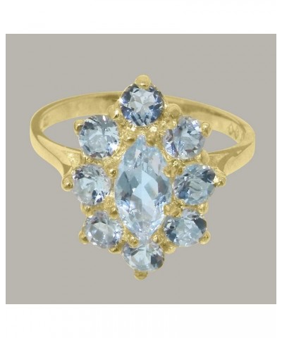 Solid 14k Yellow Gold Natural Aquamarine Womens Cluster Ring - Sizes 4 to 12 Available $186.48 Rings