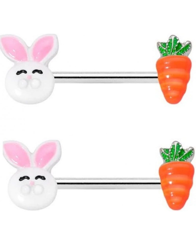 Nipple rings 316L Stainless Steel Shield Bar Easter Bunny and Carrot $9.17 Body Jewelry